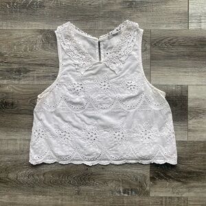 White Lace Sleeveless Cropped Top